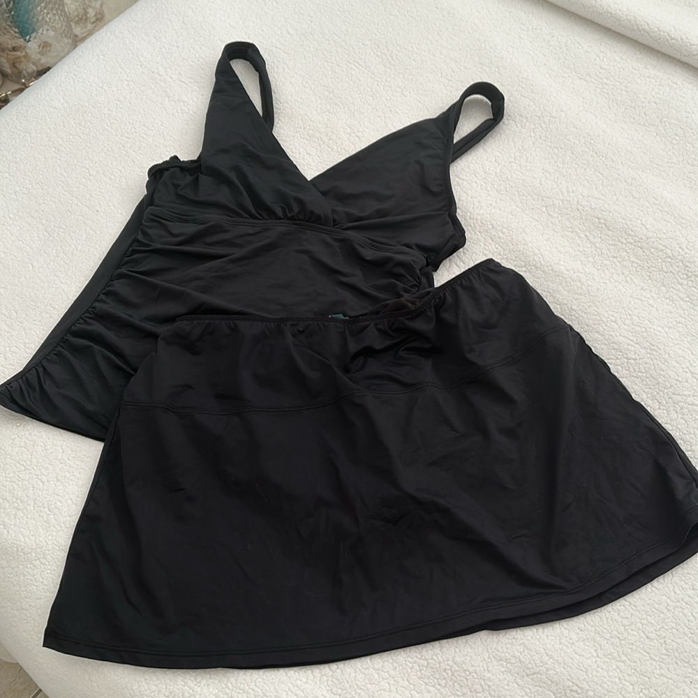 Vintage Lauren Ralph Lauren Swimsuit 2 piece black Size 12 - Picture 2 of 7